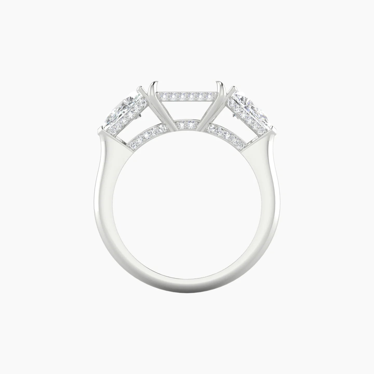 Pear Trilogy | 18k White Gold 5-7.99 ct Radiant Cut Ring Setting