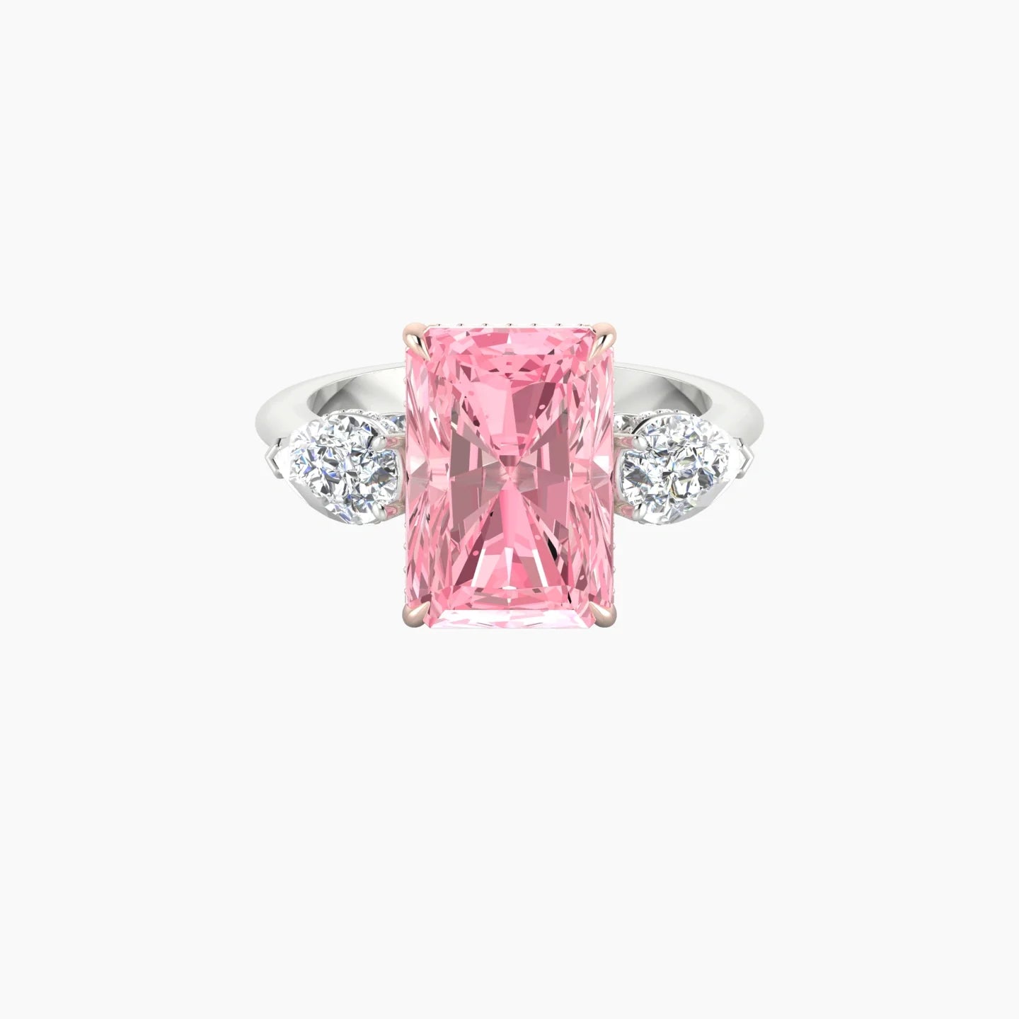 Pear Trilogy | 18k White & Rose Gold 5 ct Radiant Cut Ring