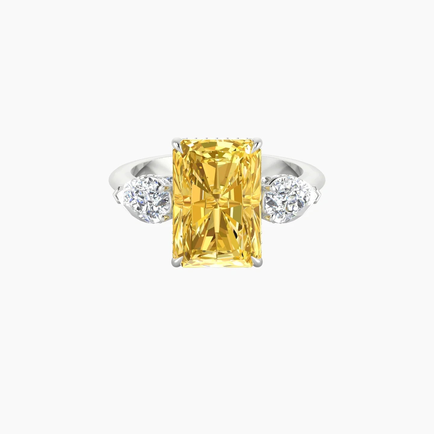 Pear Trilogy | 18k White Gold 5 ct Radiant Cut Ring