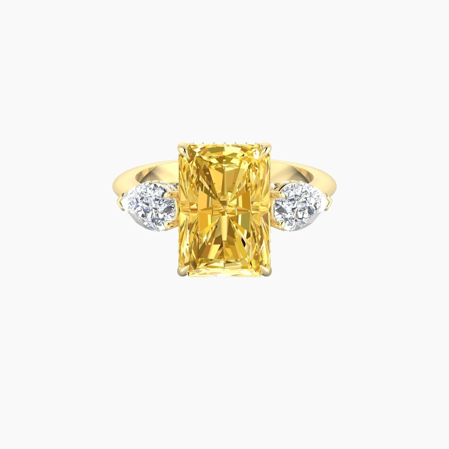 Pear Trilogy | 18k Yellow Gold 5 ct Radiant Cut Ring