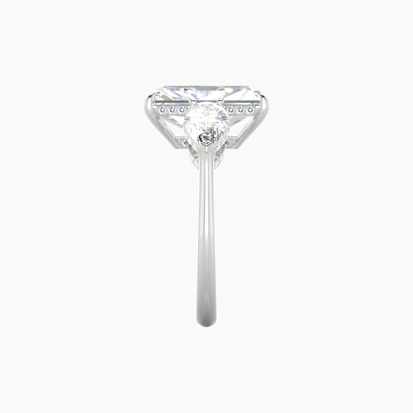 Intricate Pear Trilogy | 18k White Gold 5 ct Radiant Pink Lab Diamond Ring