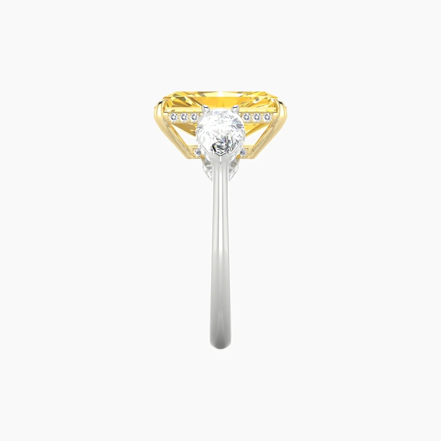 Pear Trilogy | 18k White & Yellow Gold 5 ct Radiant Cut Ring