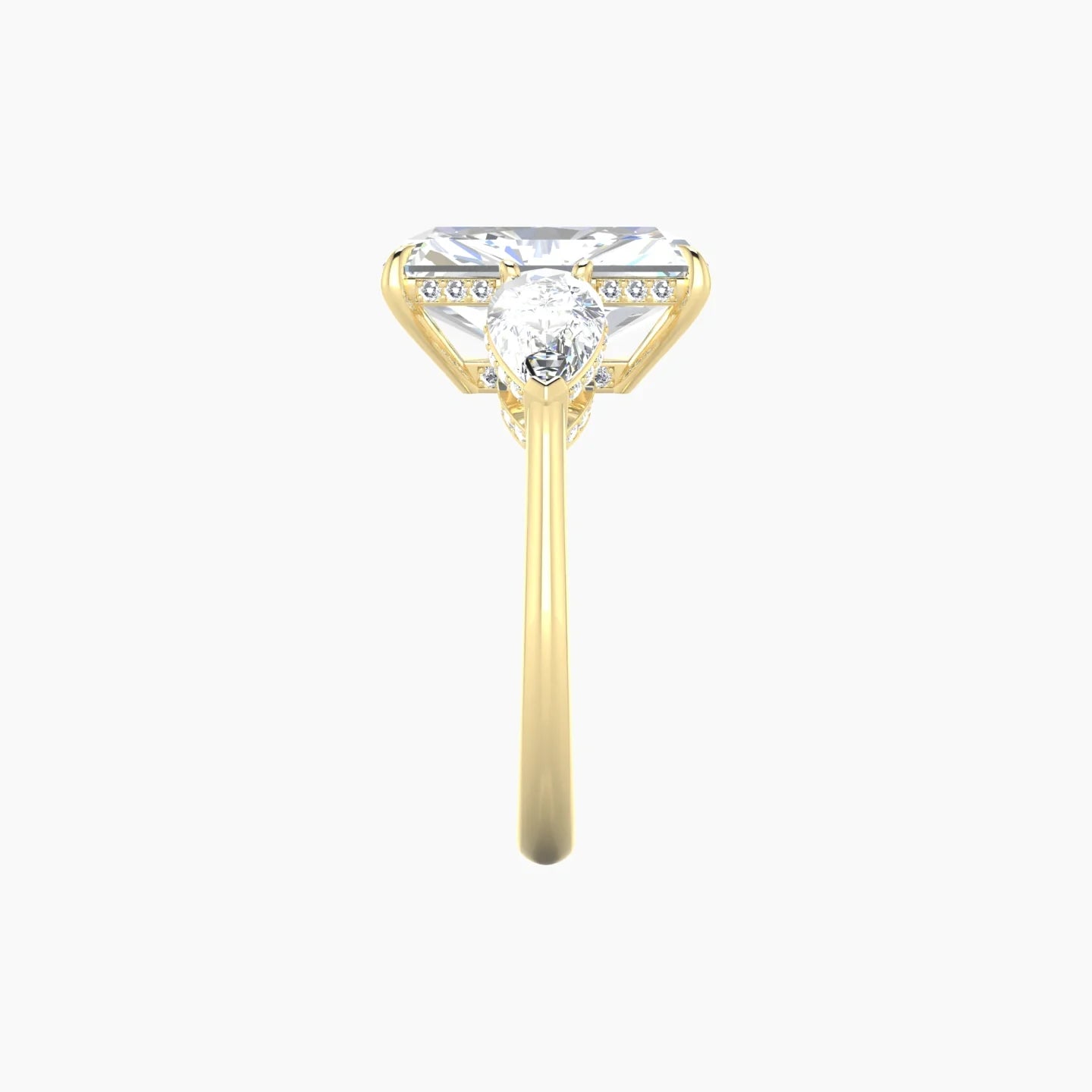 Intricate Pear Trilogy | 18k Yellow Gold 5 ct Radiant White Lab Diamond Ring