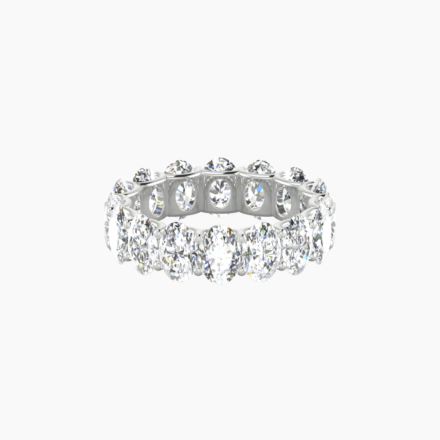 Prong Eternity Ring | 18k White Gold 6  x 4 mm Oval Lab Diamond