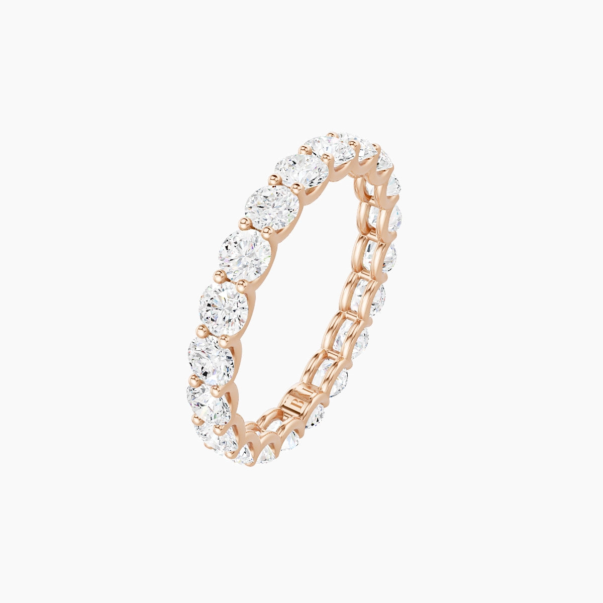 Prong Eternity Ring | 18k Rose Gold 3 mm Round White Lab Diamond