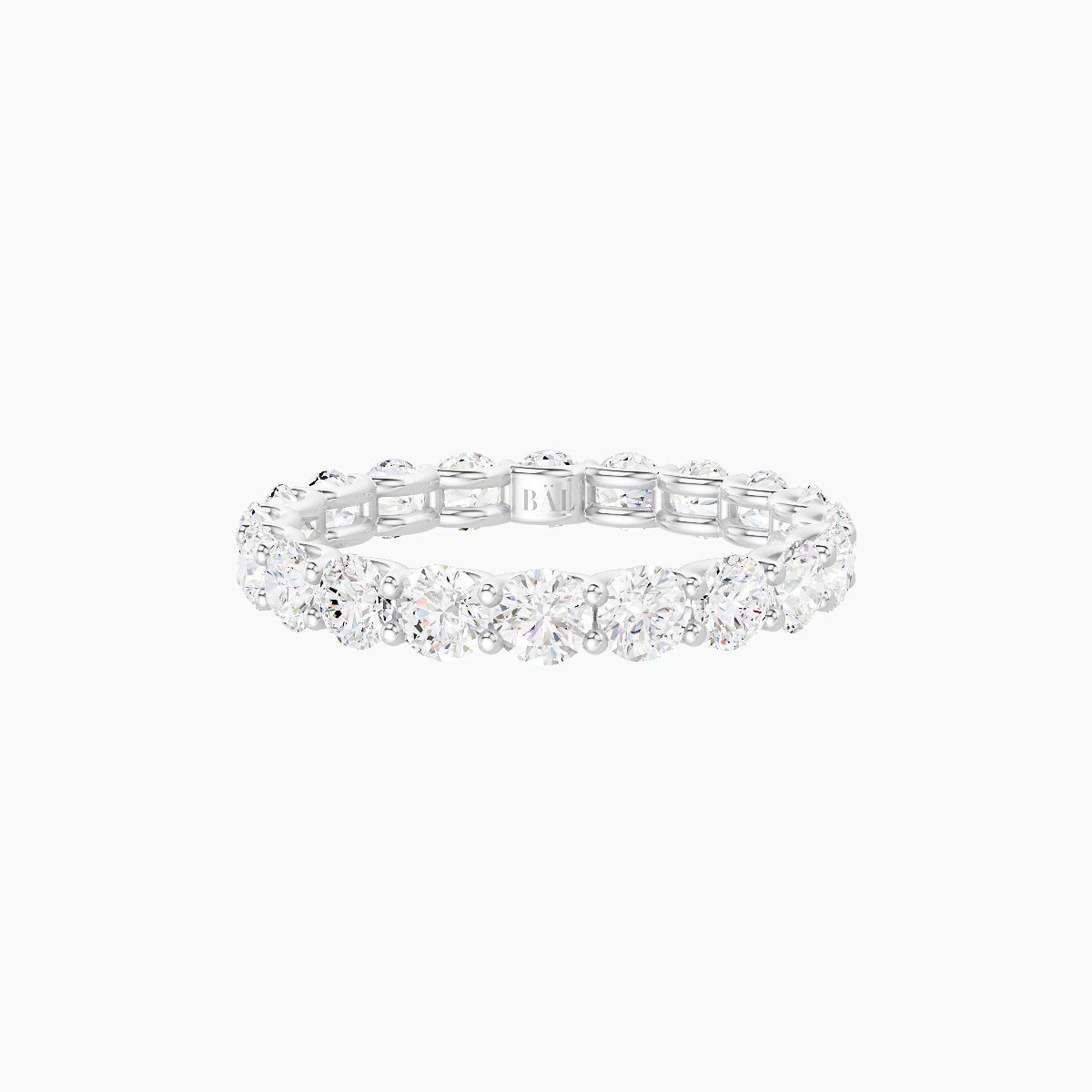 Prong Eternity Ring | 18k White Gold 3 mm Round White Lab Diamond