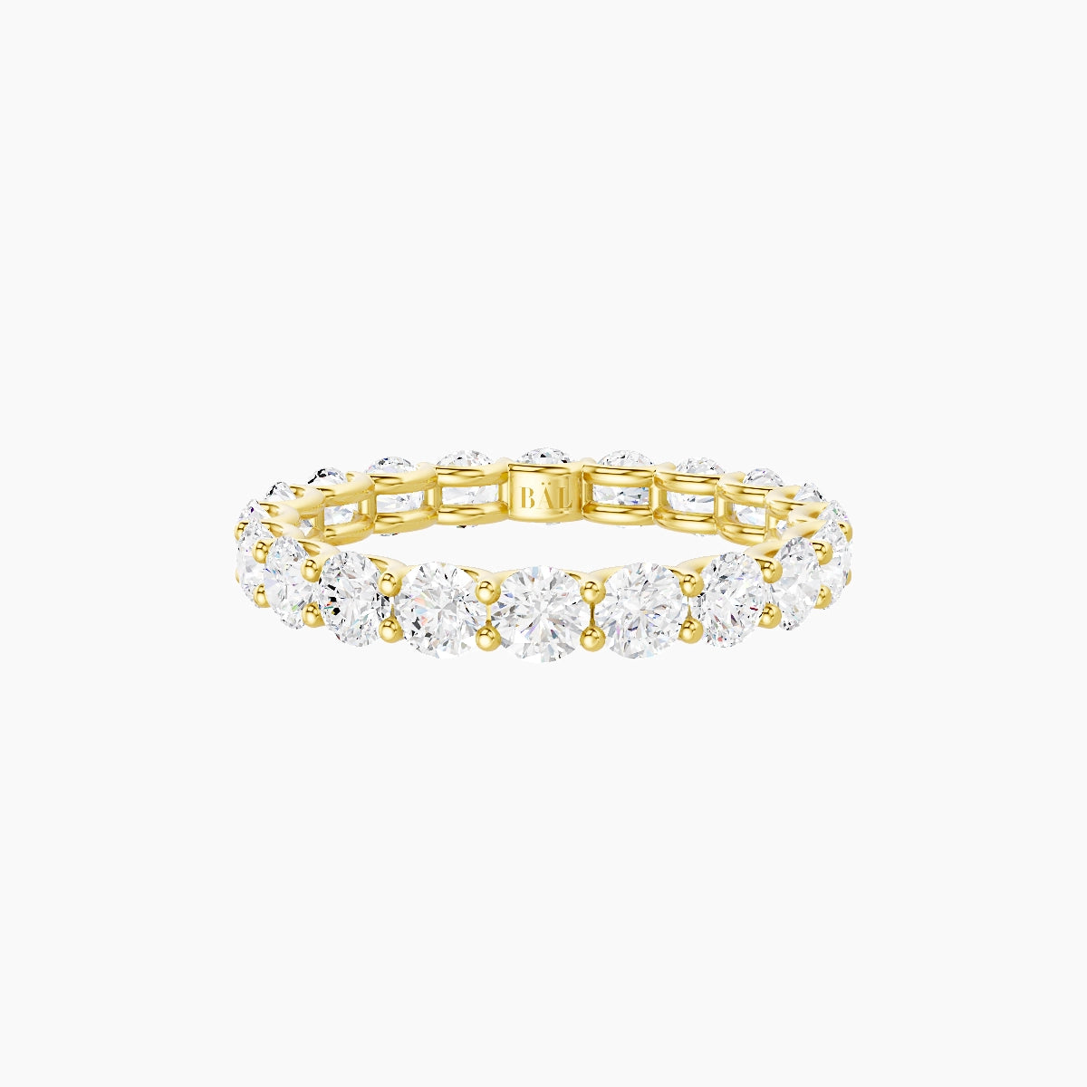 Prong Eternity Ring | 18k Yellow Gold 3 mm Round White Lab Diamond