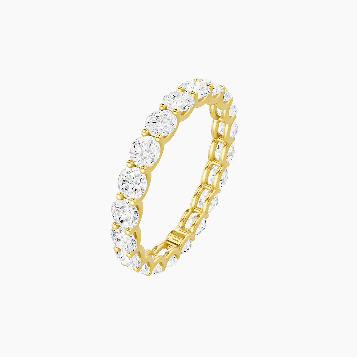 Prong Eternity Ring | 18k Yellow Gold 3 mm Round White Lab Diamond
