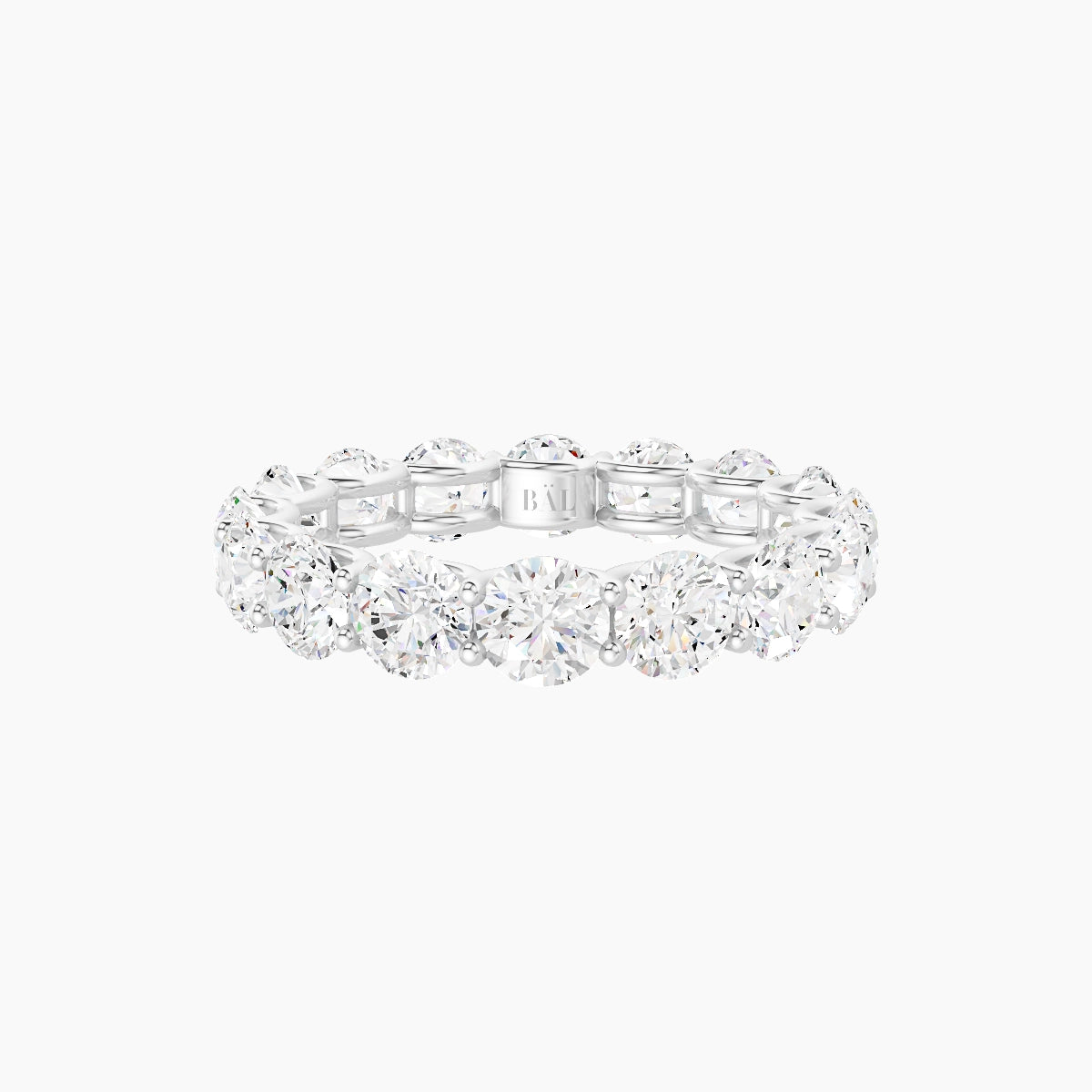 Prong Eternity Ring | 18k White Gold 4 mm Round White Lab Diamond