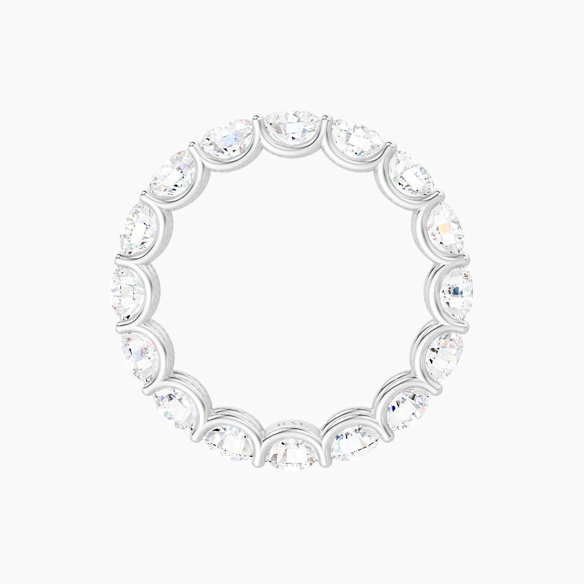 Prong Eternity Ring | 18k White Gold 4 mm Round White Lab Diamond