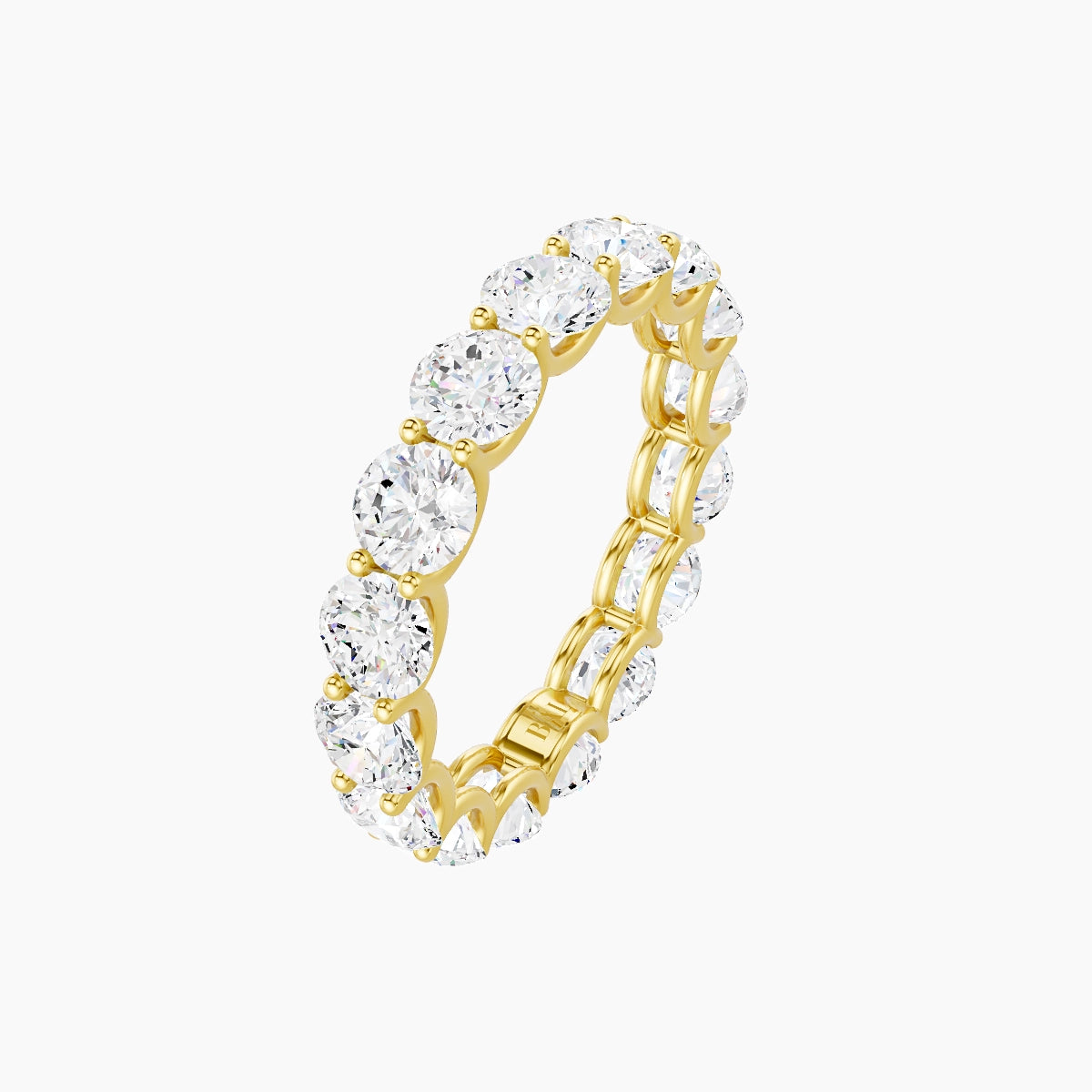 Prong Eternity Ring | 18k Yellow Gold 4 mm Round White Lab Diamond