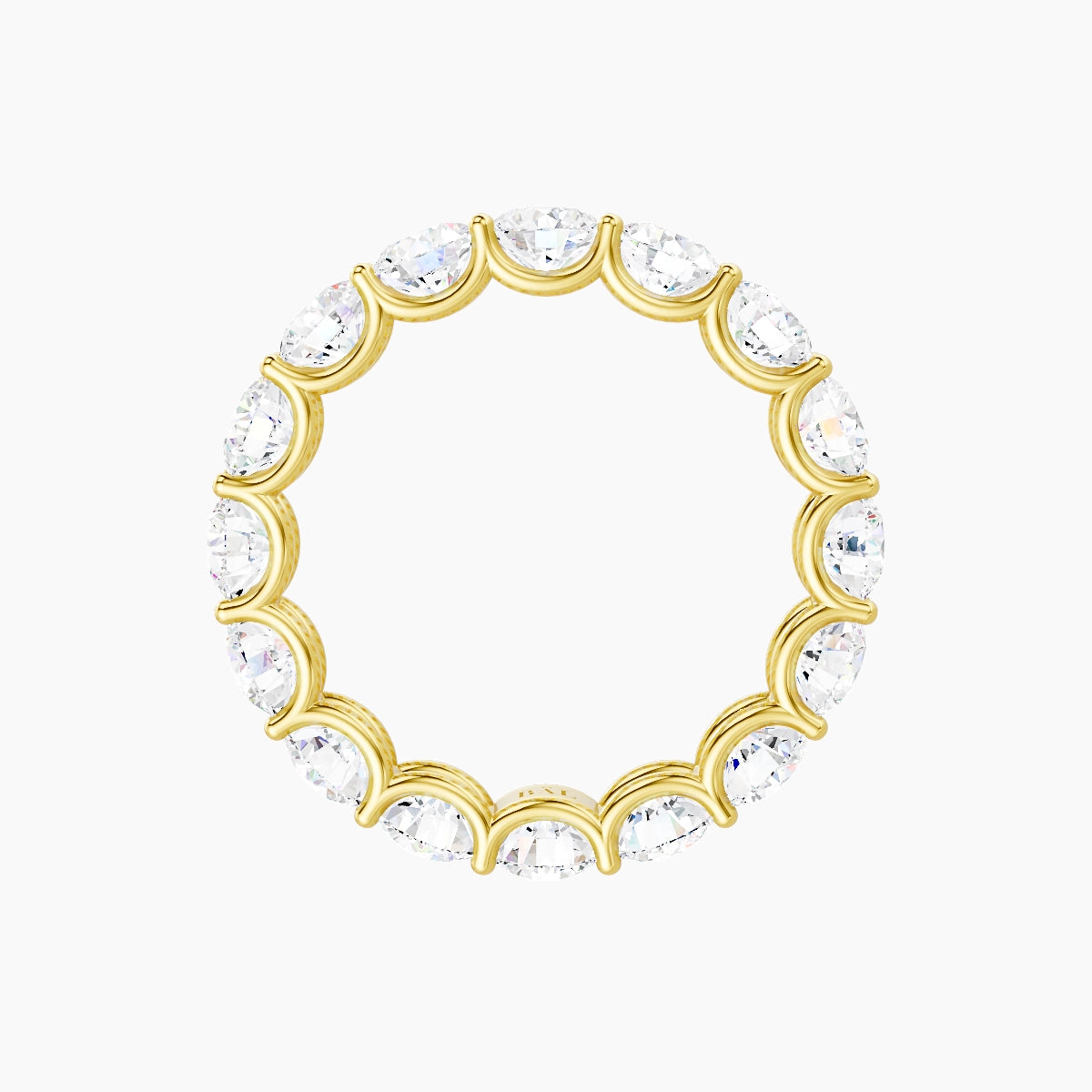 Prong Eternity Ring | 18k Yellow Gold 4 mm Round White Lab Diamond
