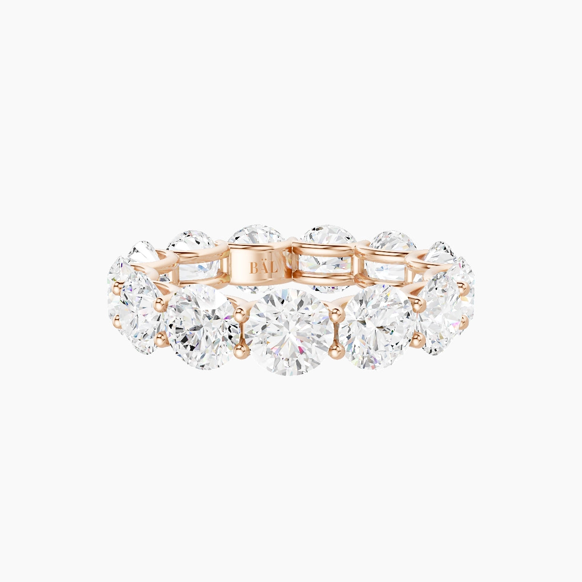 Prong Eternity Ring | 18k Rose Gold 5 mm Round White Lab Diamond