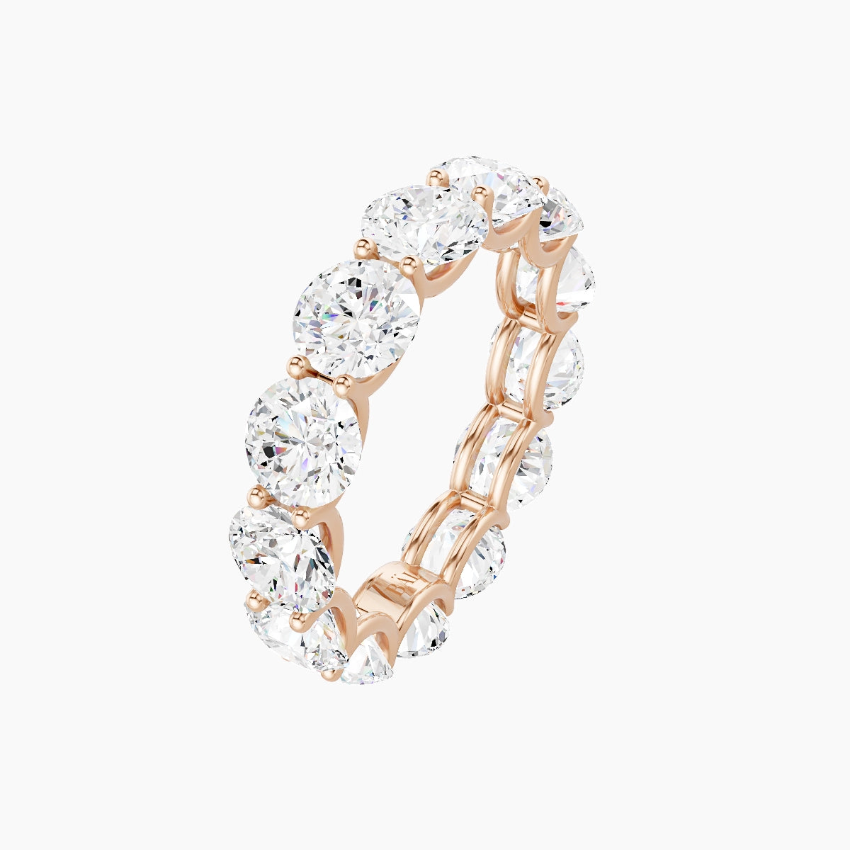 Prong Eternity Ring | 18k Rose Gold 5 mm Round White Lab Diamond