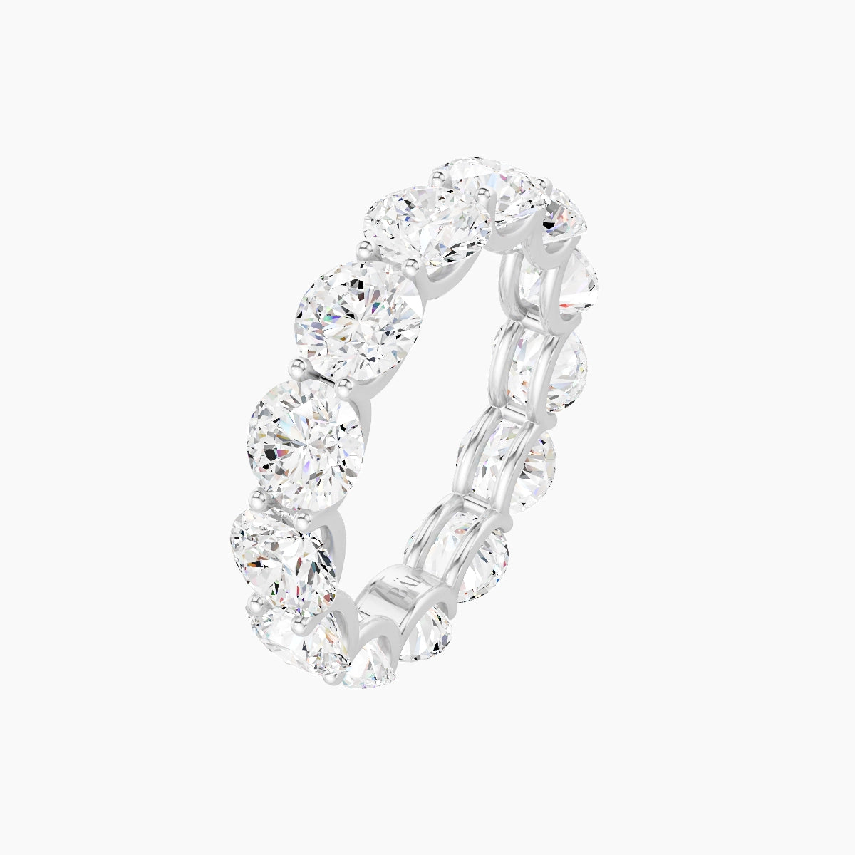 Prong Eternity Ring | 18k White Gold 5 mm Round White Lab Diamond