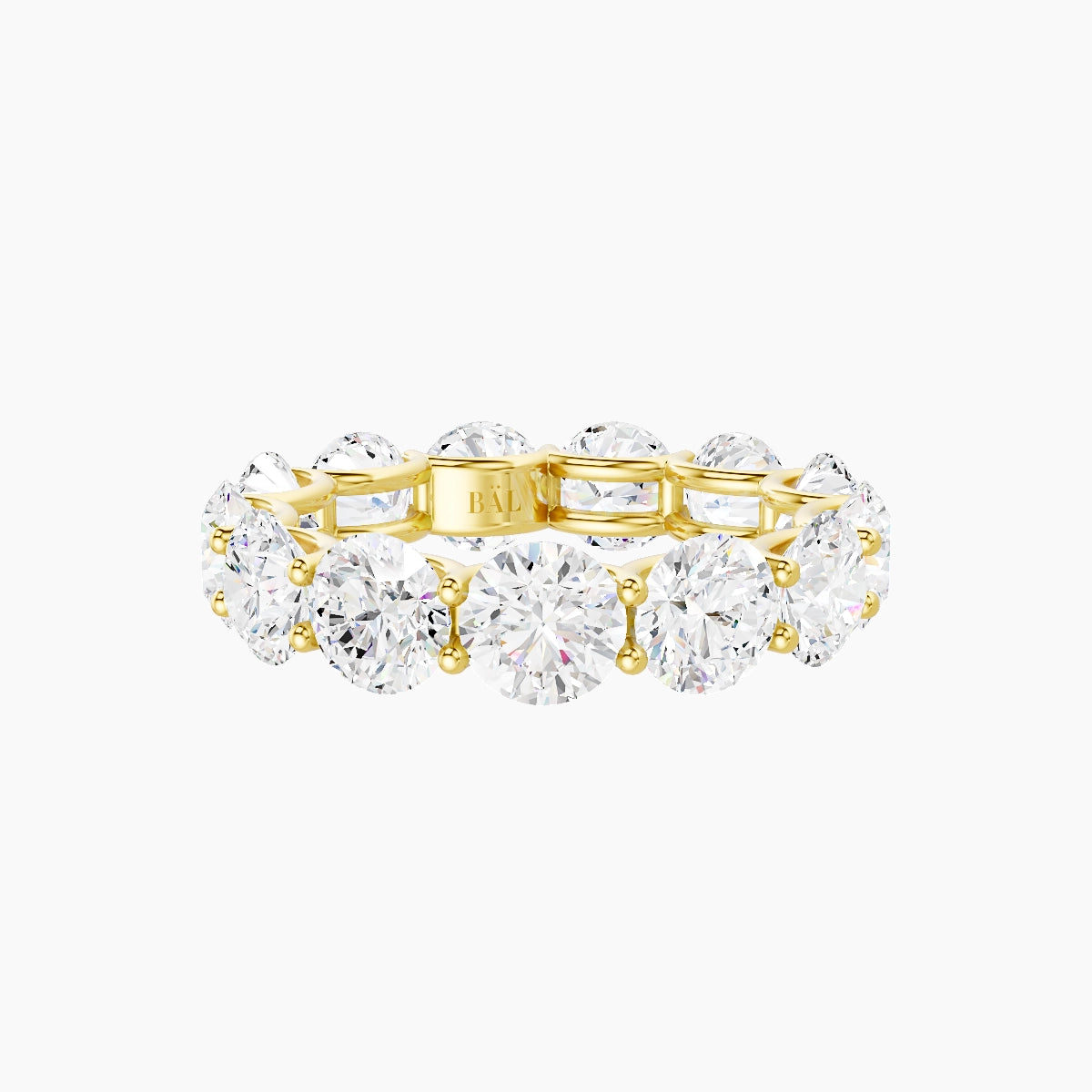 Prong Eternity Ring | 18k Yellow Gold 5 mm Round White Lab Diamond