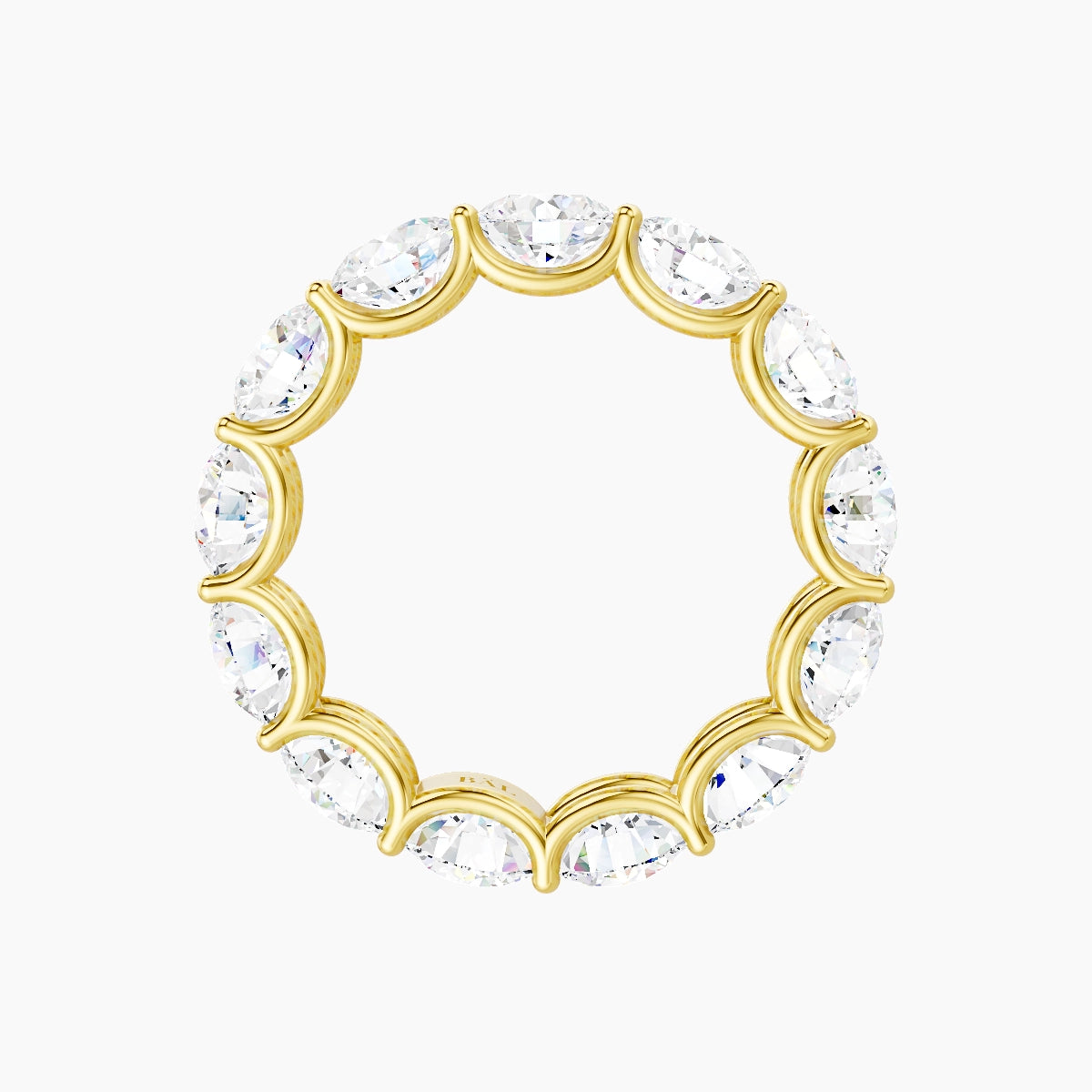 Prong Eternity Ring | 18k Yellow Gold 5 mm Round White Lab Diamond