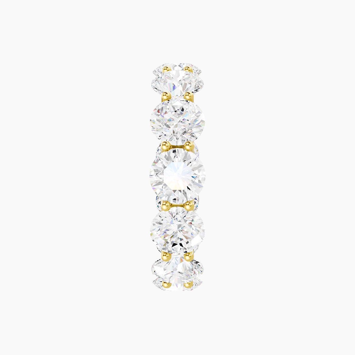 Prong Eternity Ring | 18k Yellow Gold 5 mm Round White Lab Diamond