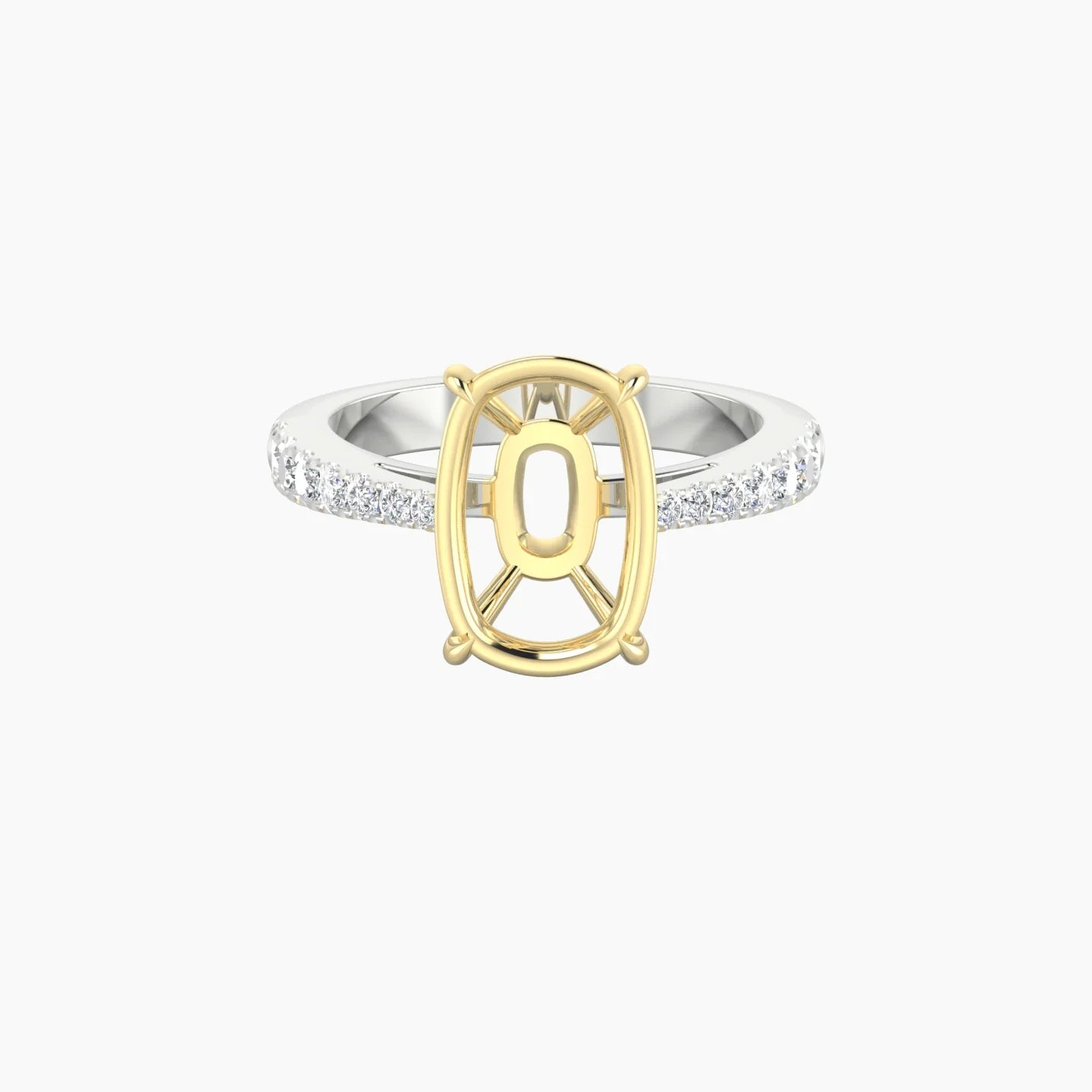 Reverse Shank | 18k White & Yellow Gold 5-7.99 ct Cushion Cut Ring Setting
