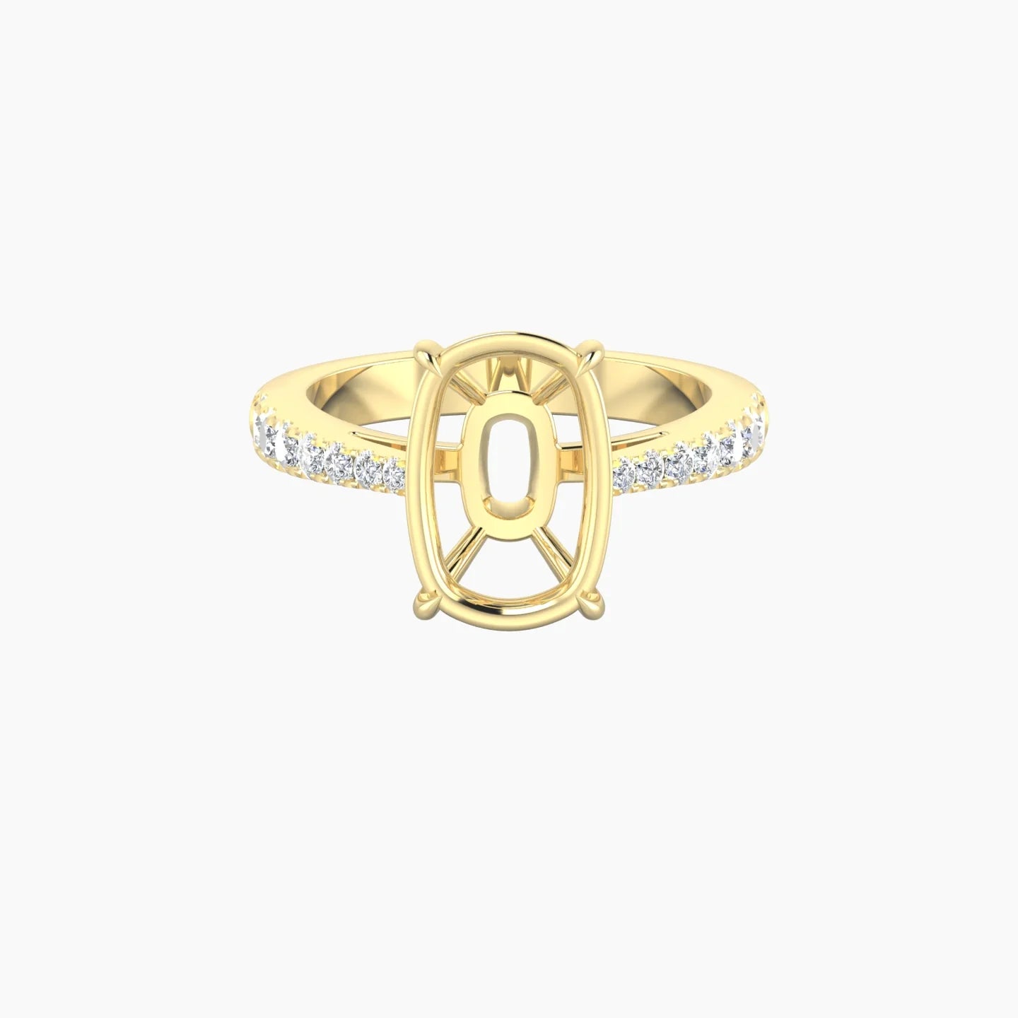 Reverse Shank | 18k Yellow Gold 5-7.99 ct Cushion Cut Ring Setting