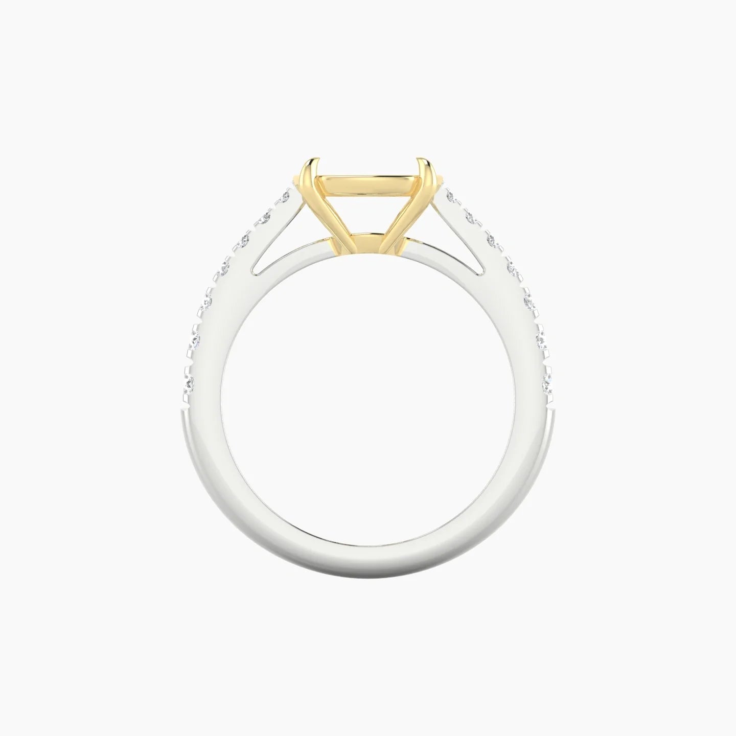 Reverse Shank | 18k White & Yellow Gold 5-7.99 ct Cushion Cut Ring Setting