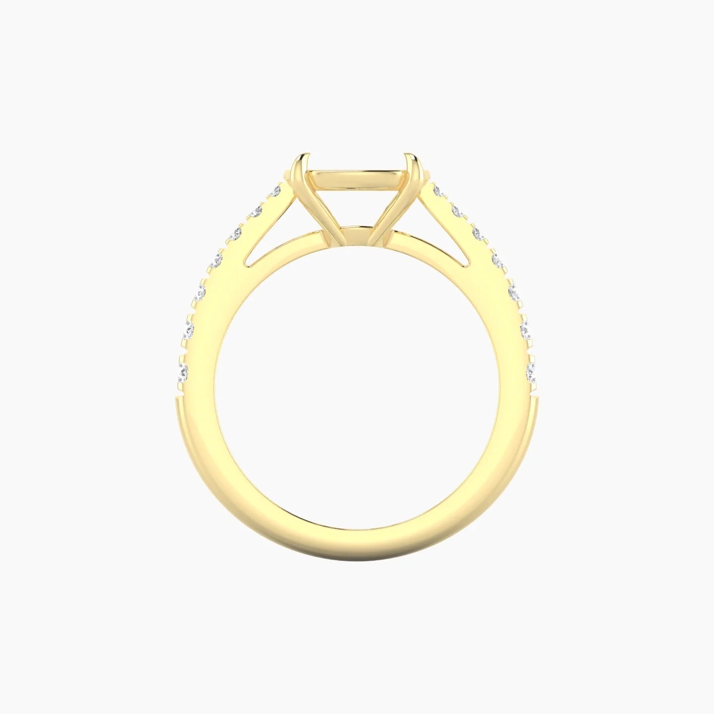 Reverse Shank | 18k Yellow Gold 5-7.99 ct Cushion Cut Ring Setting