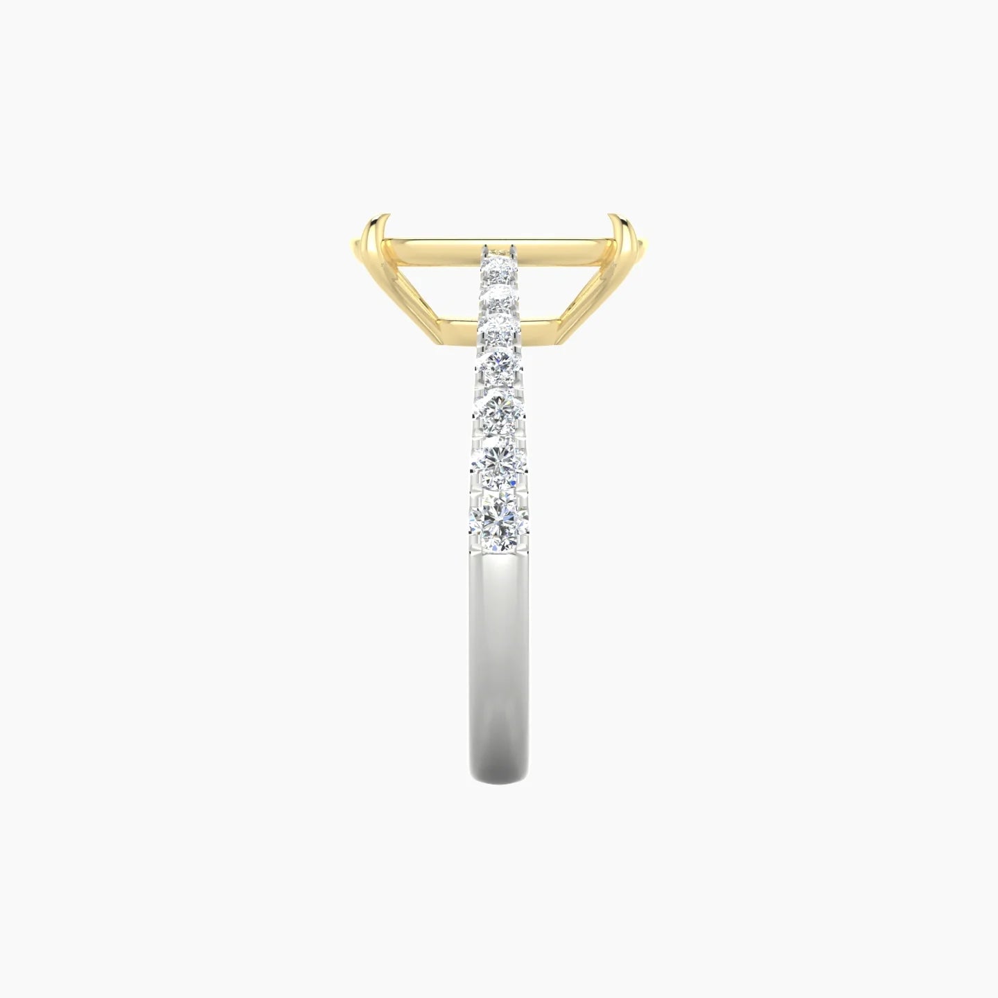 Reverse Shank | 18k White & Yellow Gold 5-7.99 ct Cushion Cut Ring Setting