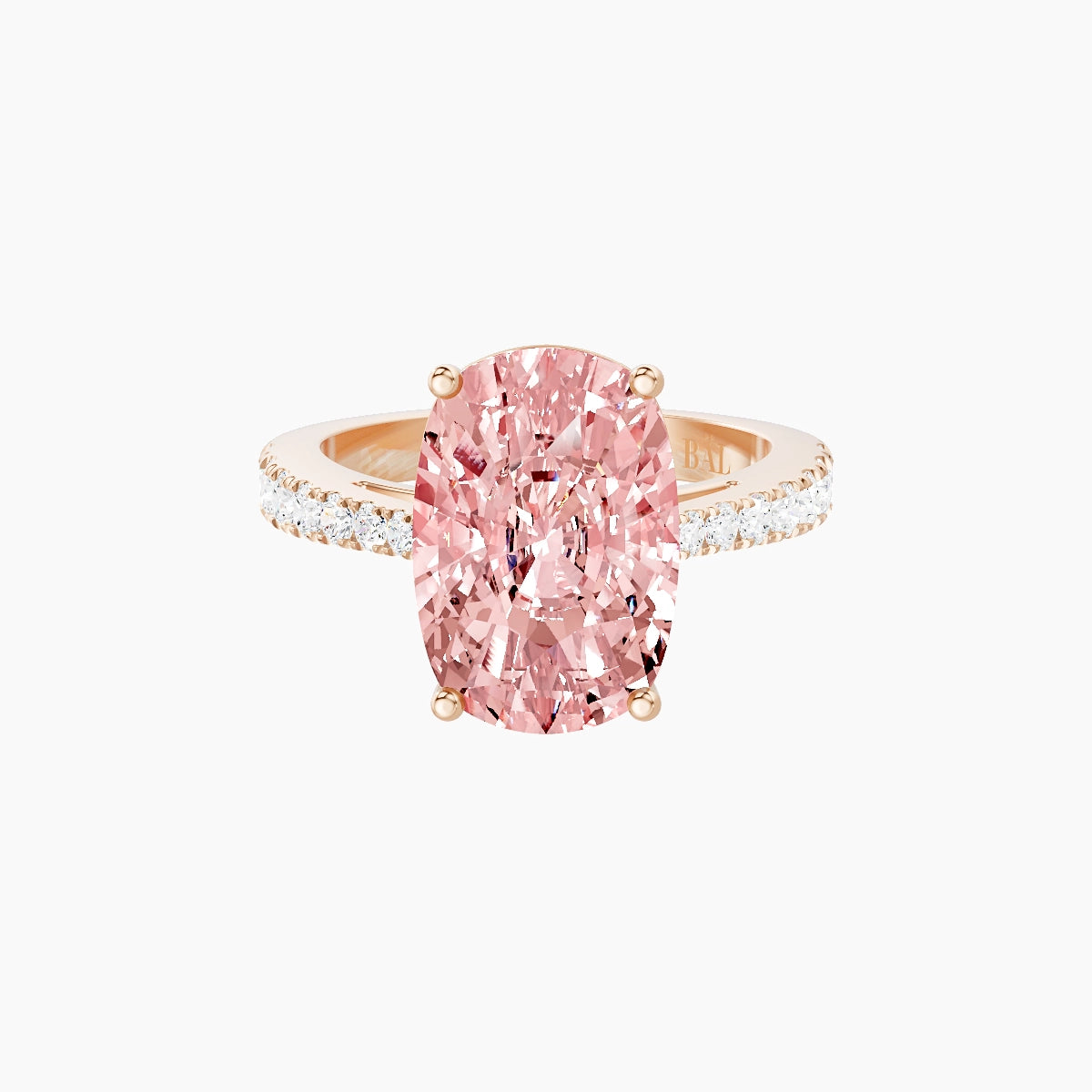 Reverse Shank | 18k Rose Gold 5 ct Cushion Pink Lab Diamond Ring