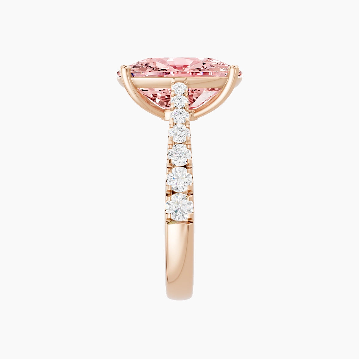 Reverse Shank | 18k Rose Gold 5 ct Cushion Pink Lab Diamond Ring