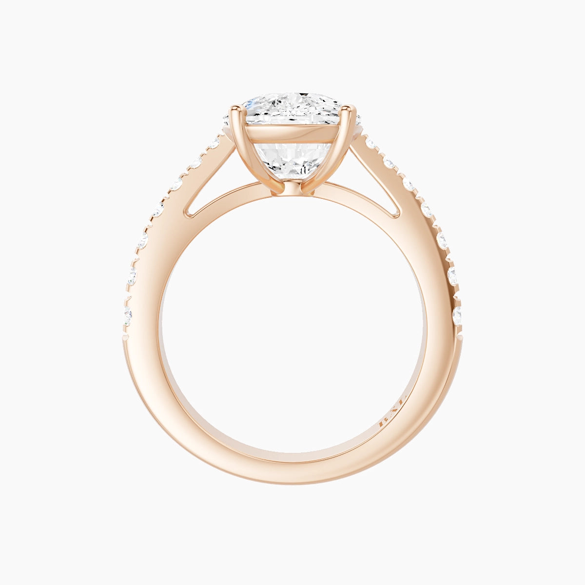 Reverse Shank | 18k Rose Gold 5 ct Cushion White Lab Diamond Ring