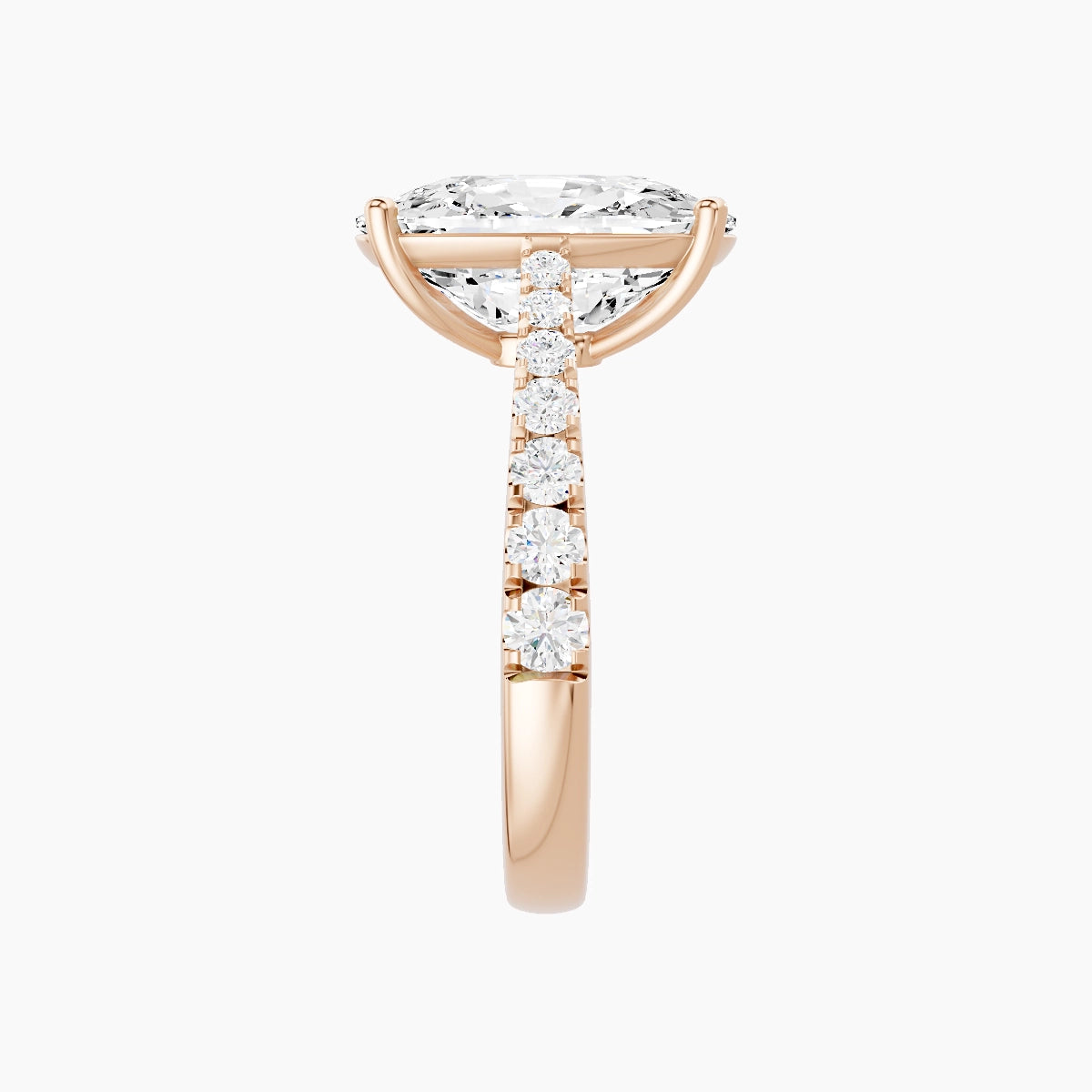 Reverse Shank | 18k Rose Gold 5 ct Cushion White Lab Diamond Ring