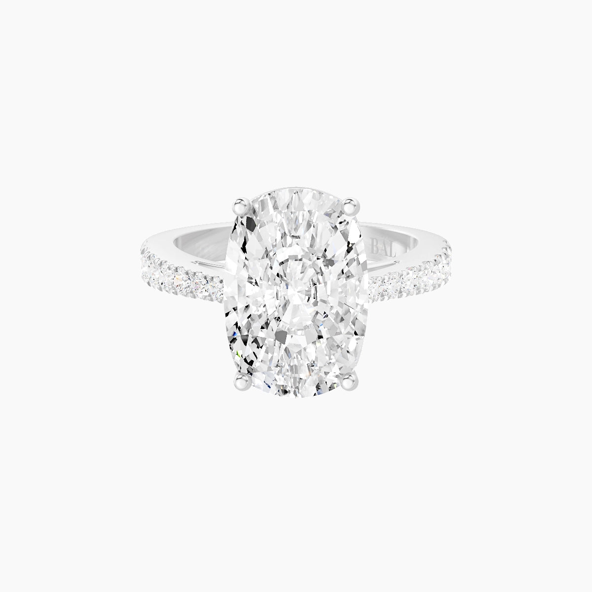 Reverse Shank | 18k White Gold 5 ct Cushion White Lab Diamond Ring