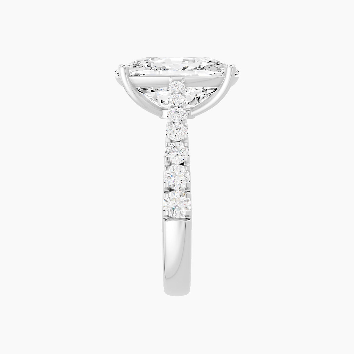 Reverse Shank | 18k White Gold 5 ct Cushion White Lab Diamond Ring