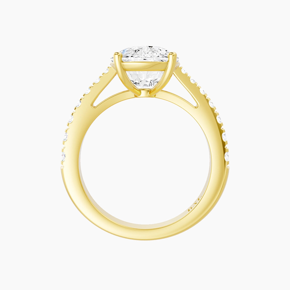 Reverse Shank | 18k Yellow Gold 5 ct Cushion White Lab Diamond Ring
