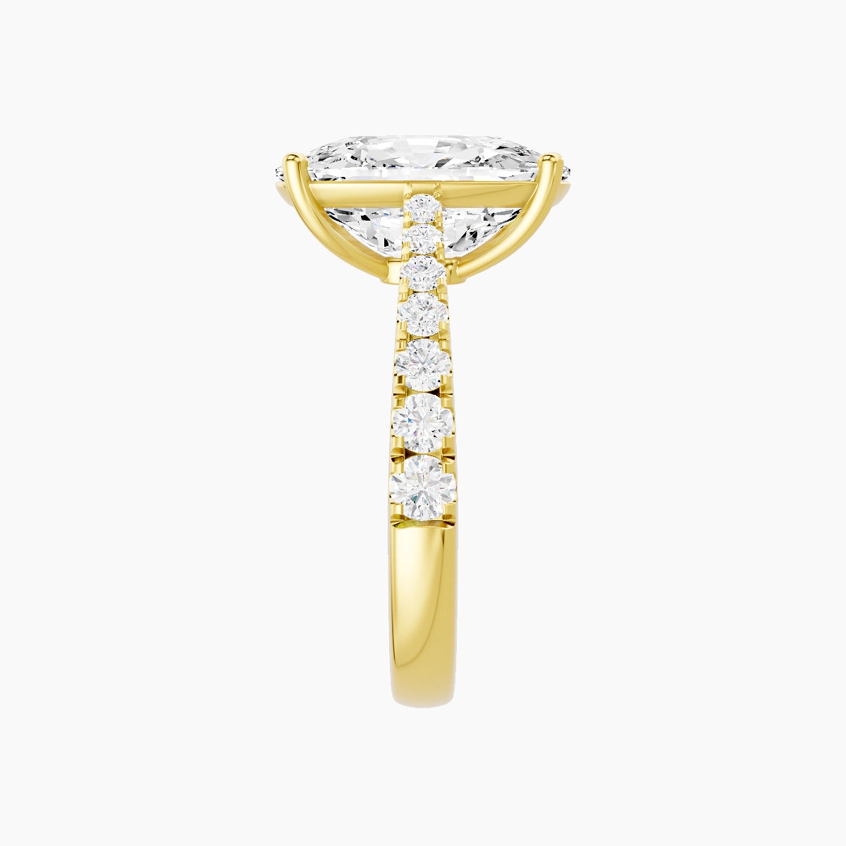 Reverse Shank | 18k Yellow Gold 5 ct Cushion White Lab Diamond Ring