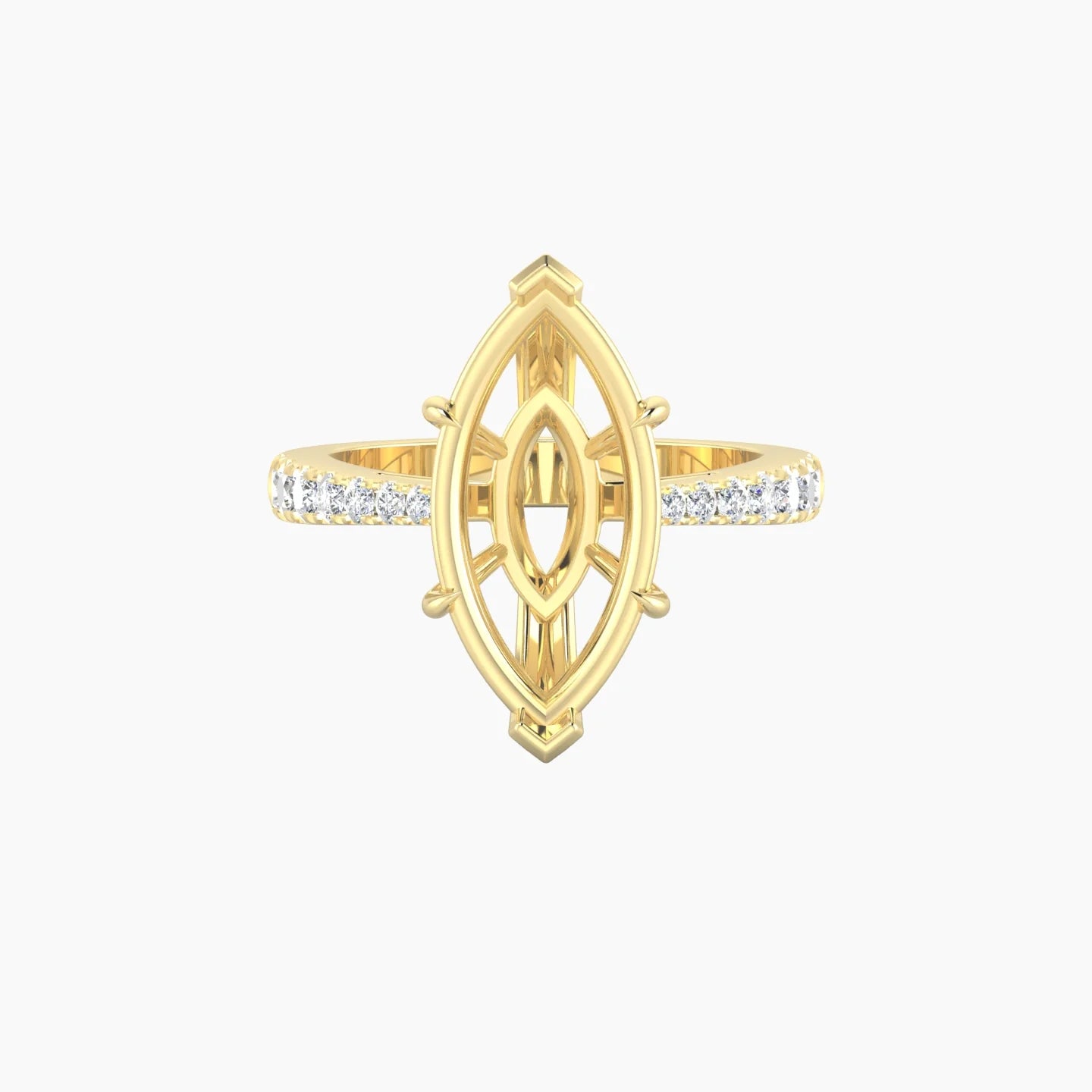 Reverse Shank | 18k Yellow Gold 5-7.99 ct Marquise Cut Ring Setting