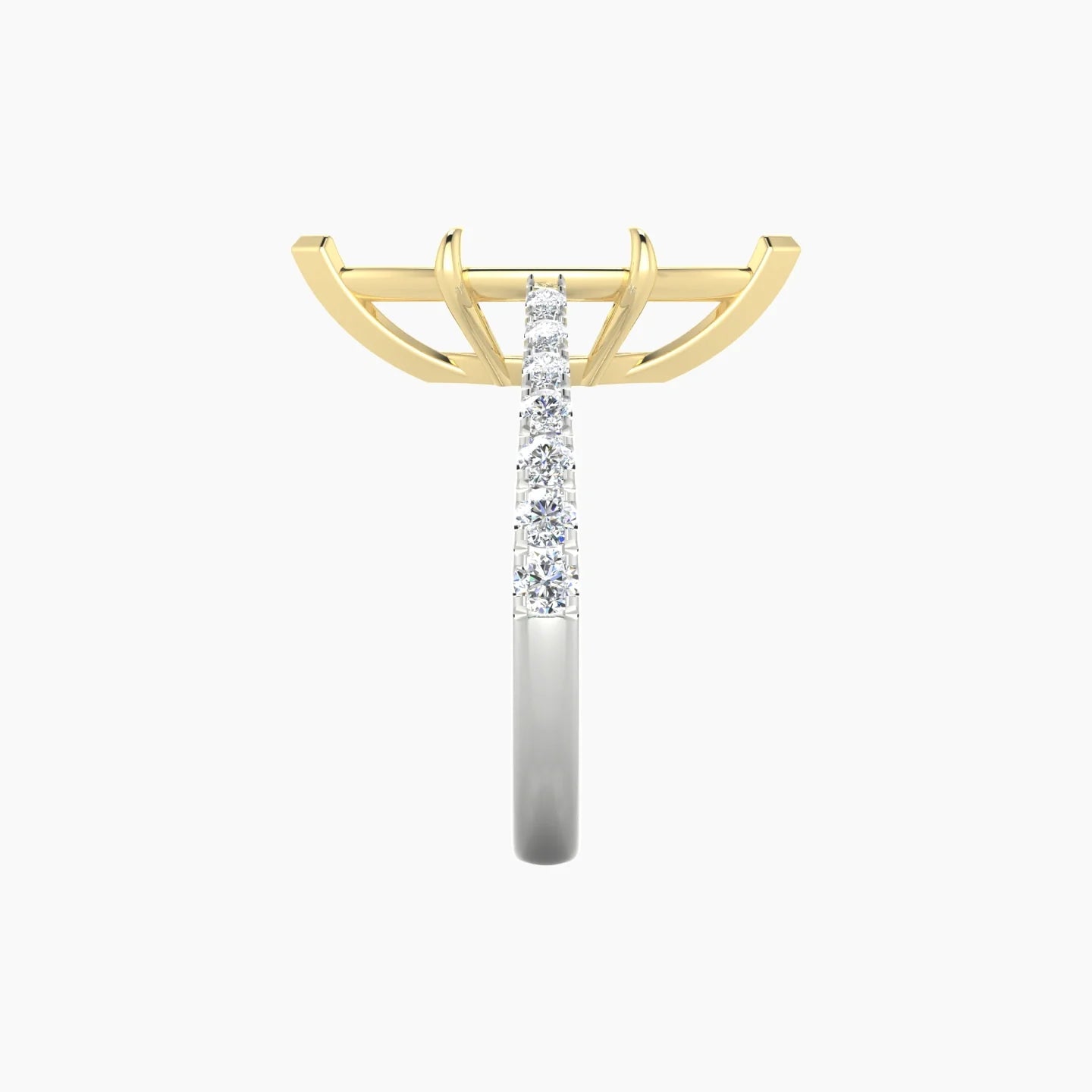 Reverse Shank | 18k White & Yellow Gold 5-7.99 ct Marquise Cut Ring Setting
