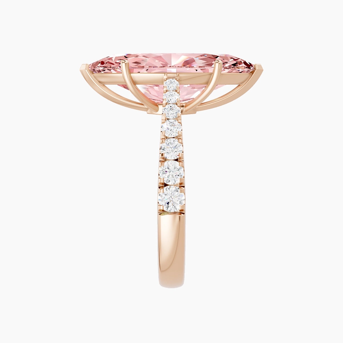 Reverse Shank | 18k Rose Gold 5 ct Marquise Pink Lab Diamond Ring