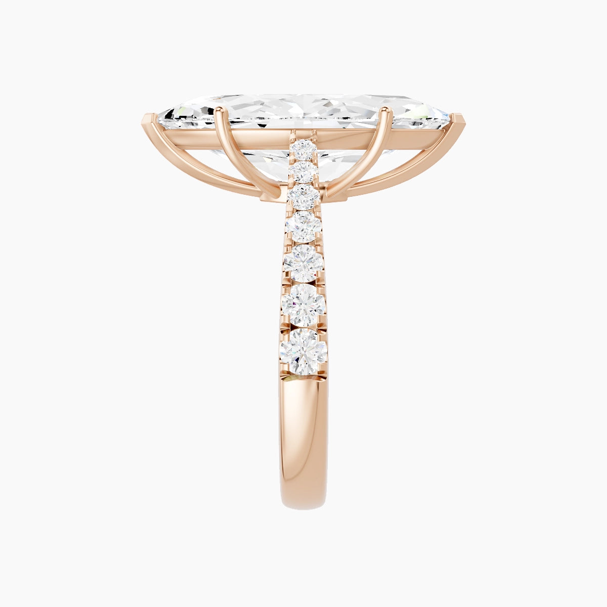 Reverse Shank | 18k Rose Gold 5 ct Marquise White Lab Diamond Ring