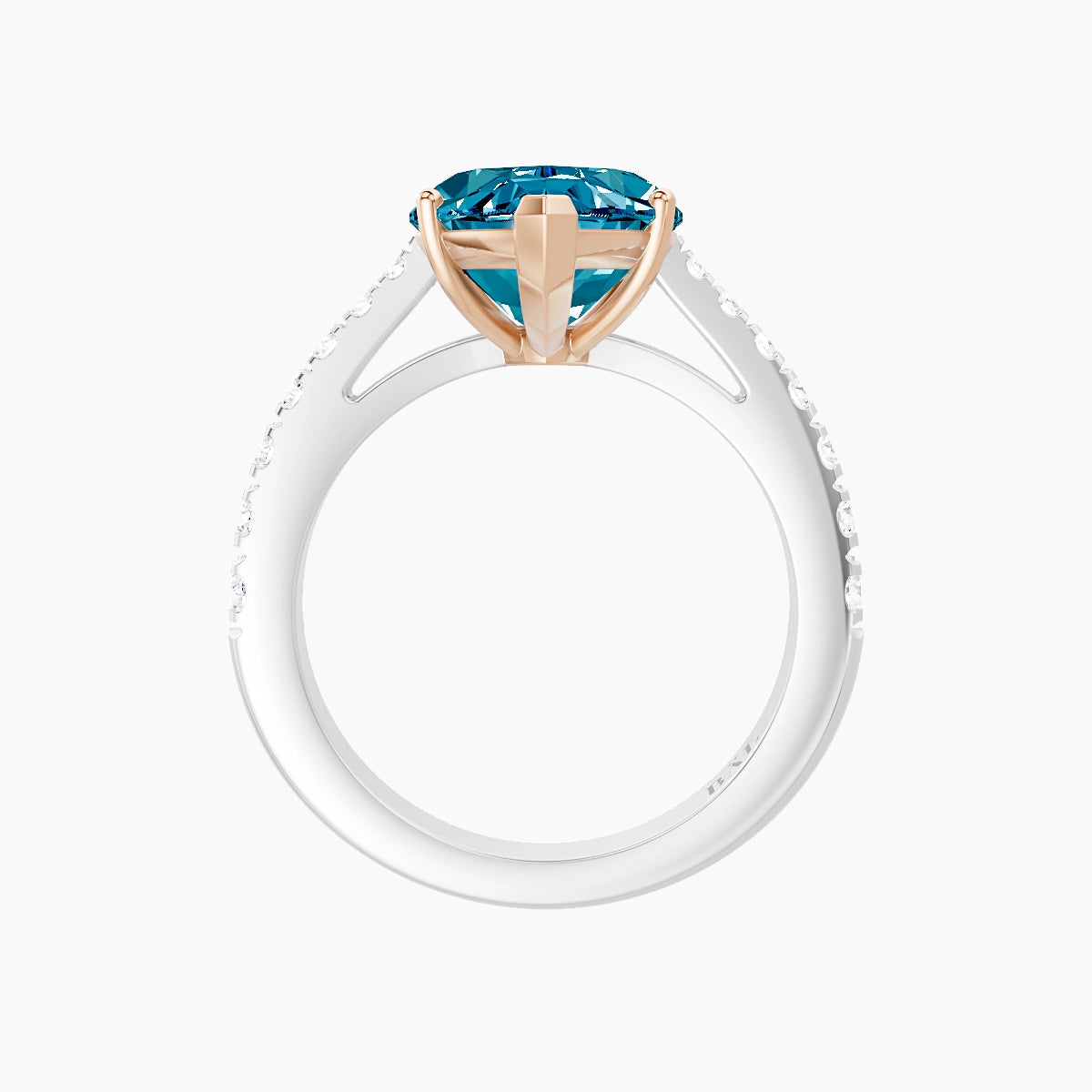 Reverse Shank | 18k White & Rose Gold 5 ct Marquise Blue Lab Diamond Ring