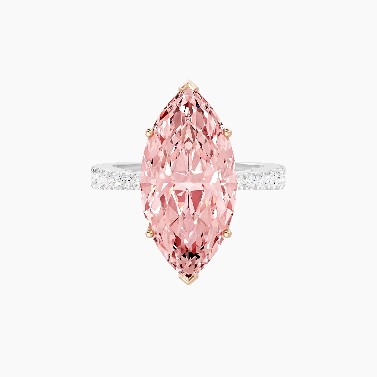 Reverse Shank | 18k White & Rose Gold 5 ct Marquise Pink Lab Diamond Ring