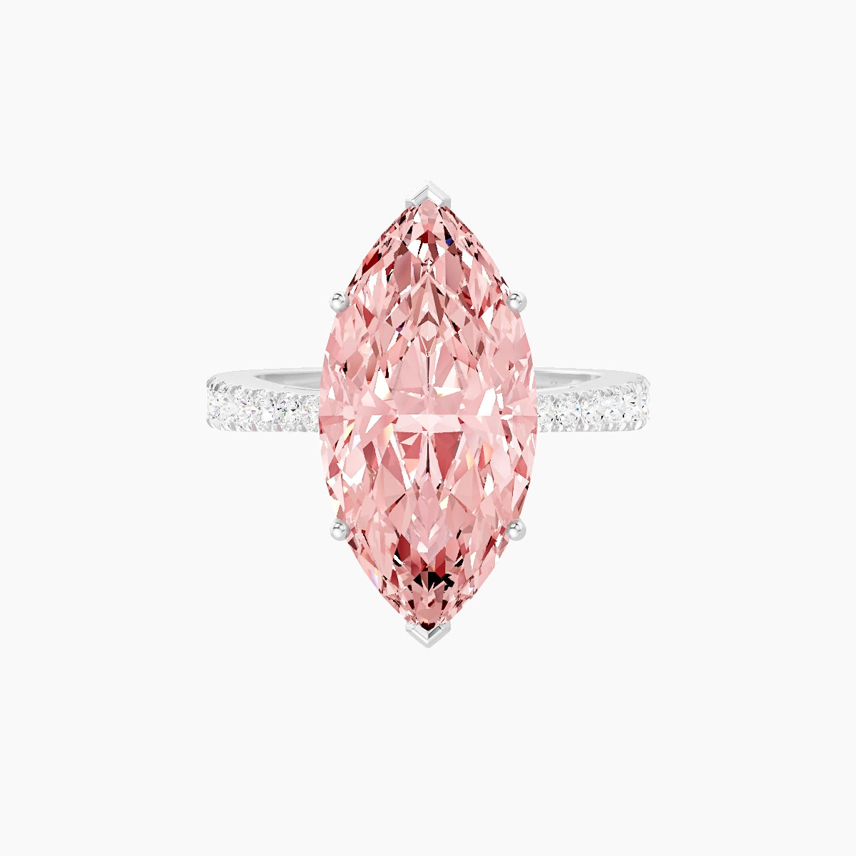 Reverse Shank | 18k White Gold 5 ct Marquise Pink Lab Diamond Ring