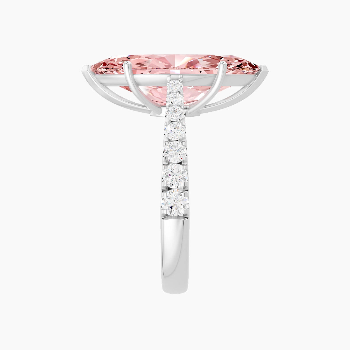 Reverse Shank | 18k White Gold 5 ct Marquise Pink Lab Diamond Ring