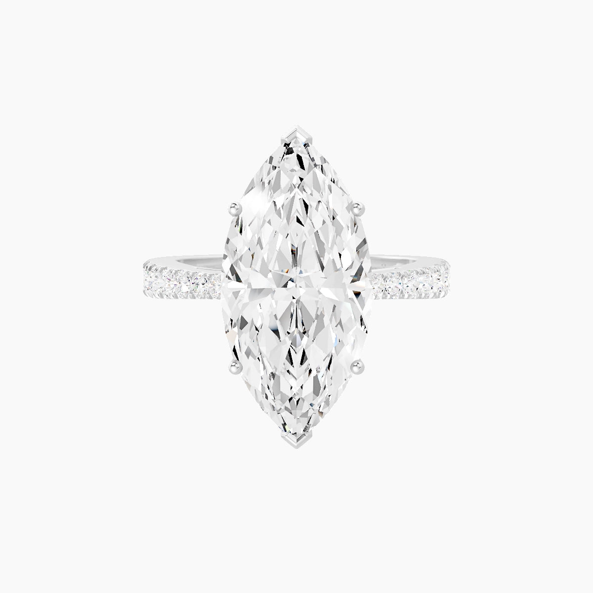 Reverse Shank | 18k White Gold 5 ct Marquise White Lab Diamond Ring
