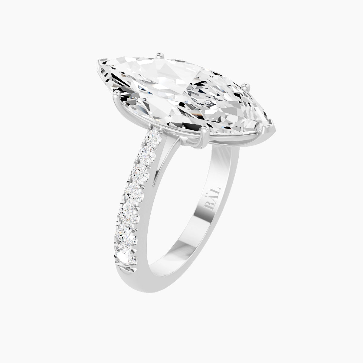 Reverse Shank | 18k White Gold 5 ct Marquise White Lab Diamond Ring