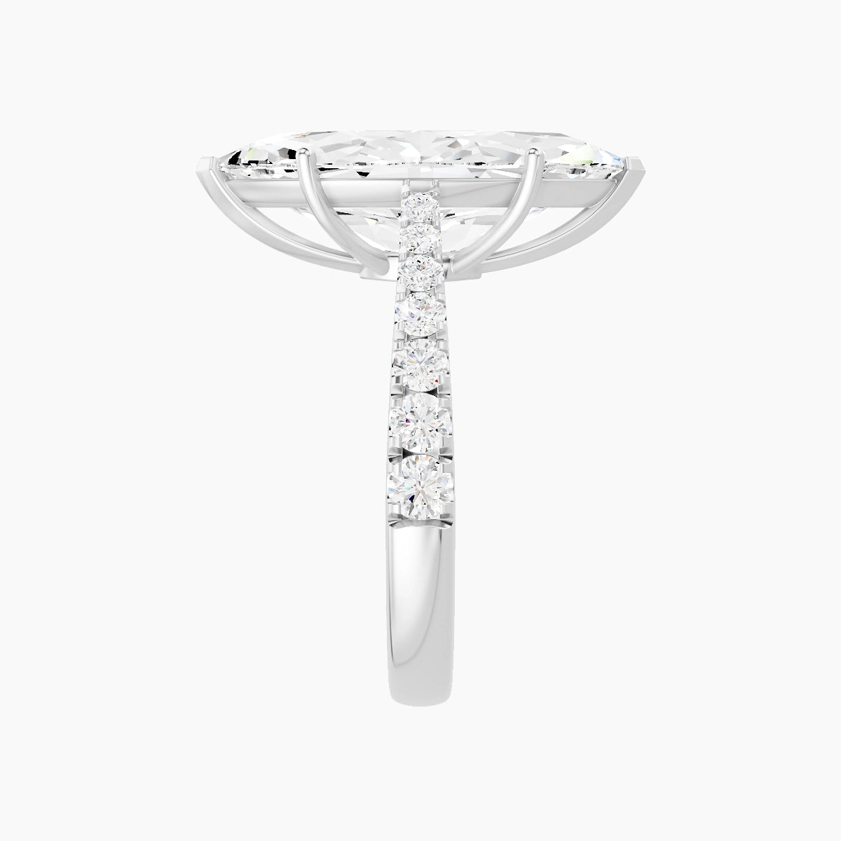 Reverse Shank | 18k White Gold 5 ct Marquise White Lab Diamond Ring