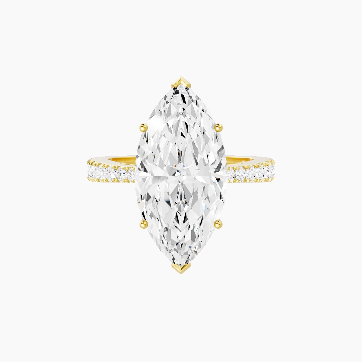 Reverse Shank | 18k Yellow Gold 5 ct Marquise White Lab Diamond Ring
