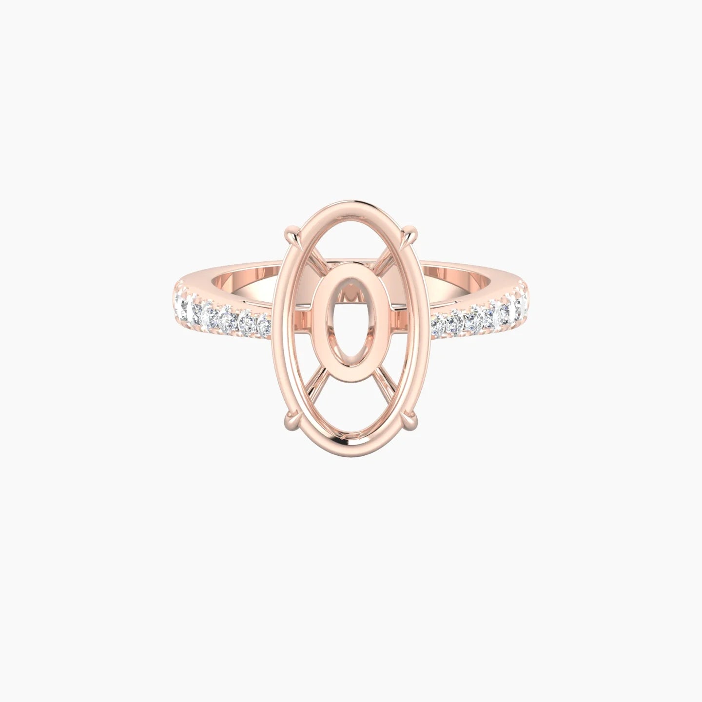 Reverse Shank | 18k Rose Gold 5-7.99 ct Oval Cut Ring Setting