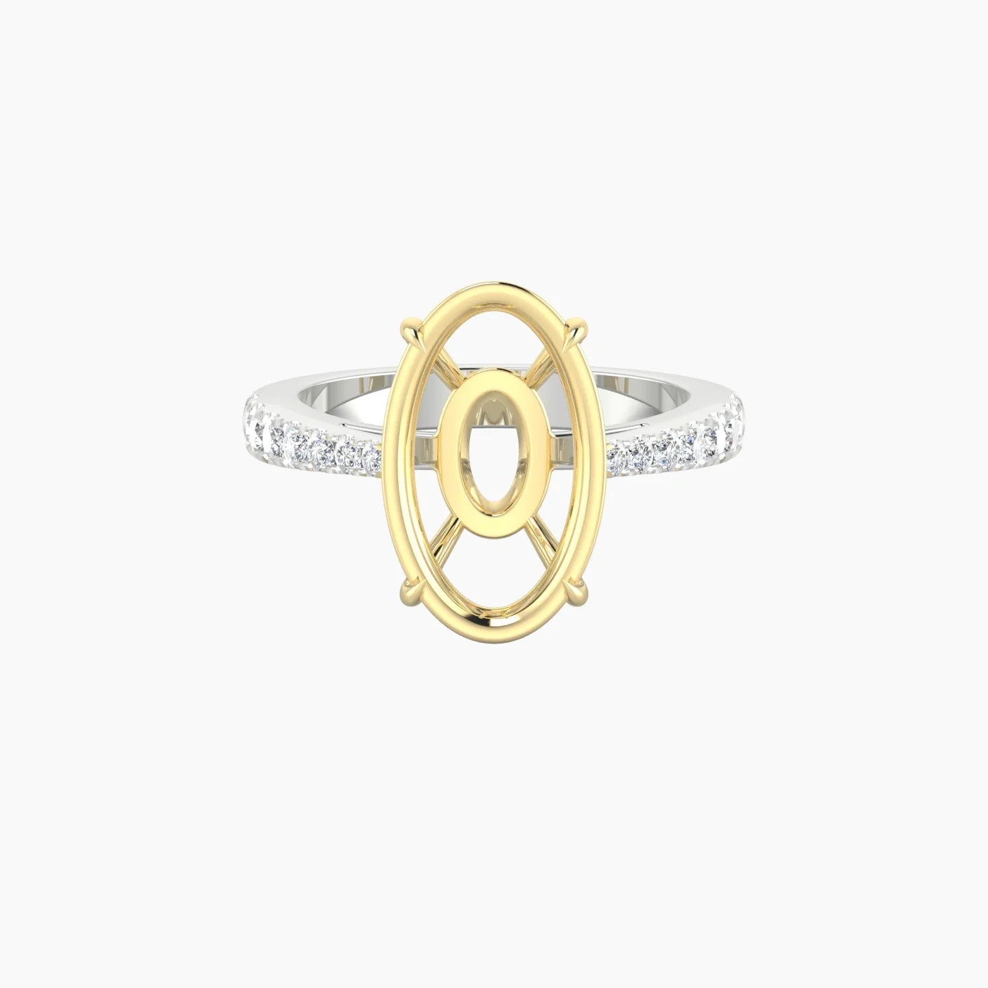 Reverse Shank | 18k White & Yellow Gold 5-7.99 ct Oval Cut Ring Setting