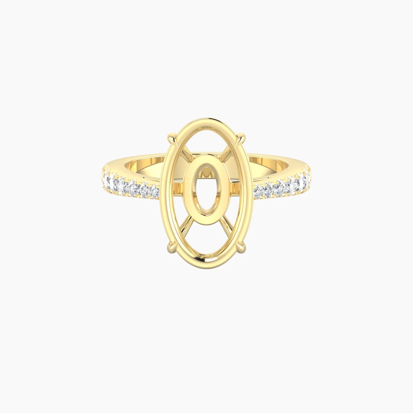 Reverse Shank | 18k Yellow Gold 5-7.99 ct Oval Cut Ring Setting